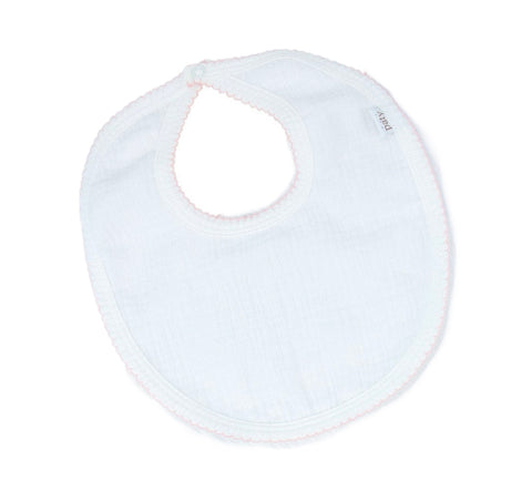 Bib with Back Closure in White/Pink