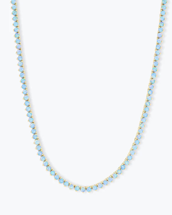 Not Your Basic Blue Opal Tennis Necklace 18"