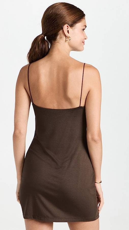 Luxe Knit Jersey Slip Dress in Espresso