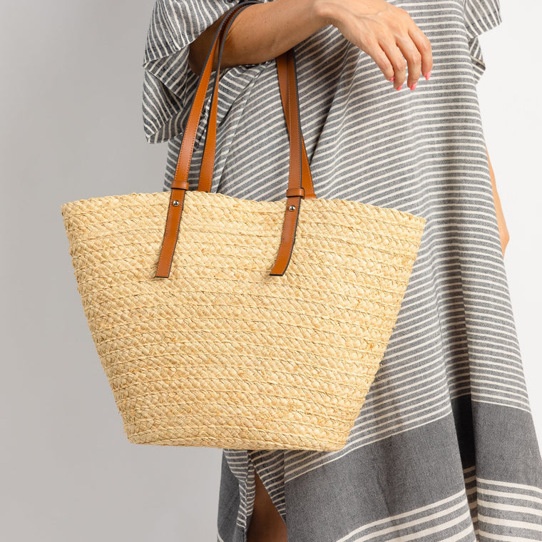 Colette Tote in Natural/Tobacco