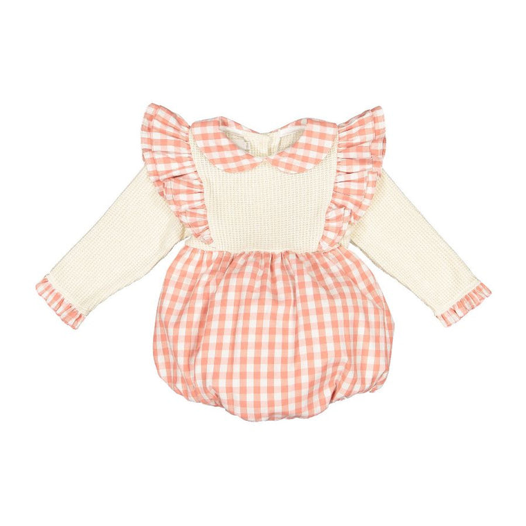 Rosy Gingham Romper