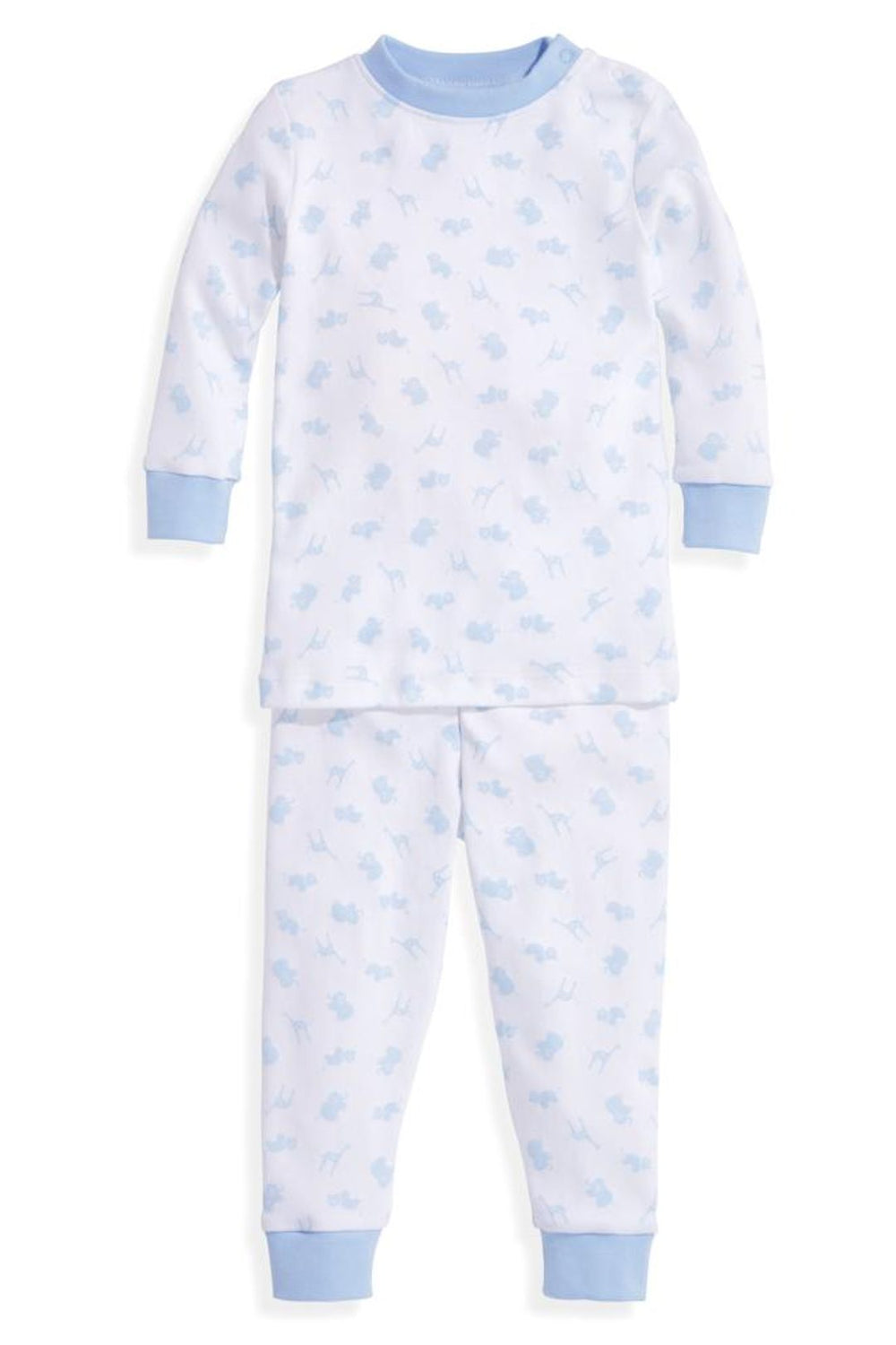 Printed Pima Jammies in Blue Animal Cracker