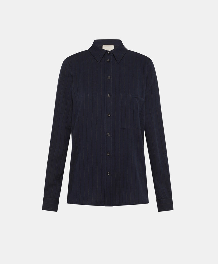 Momoni Sadao Shirt in Chalkstripe Wool Twill