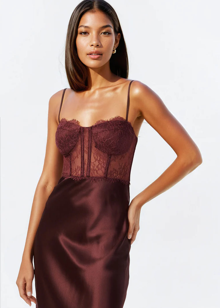 Maureen Slip Dress in Cranberry