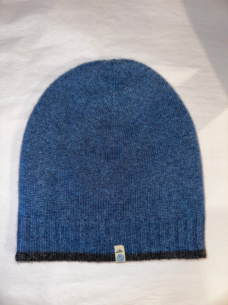 Reversible Beanie in Blue/Grey