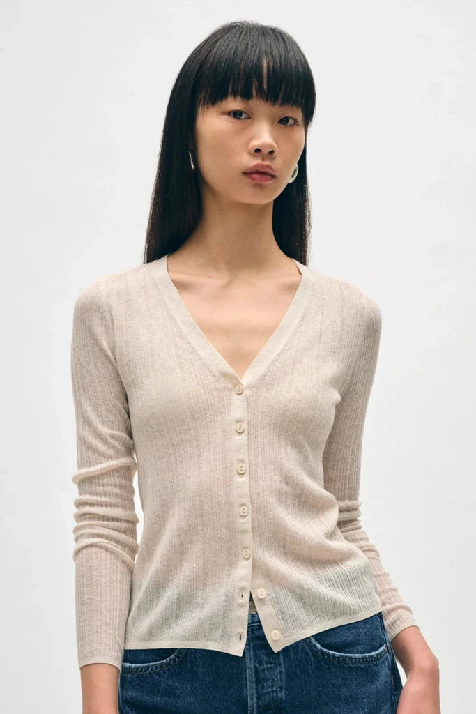 Linen Gauze Variegated Ribbed Cardi Top in Calico