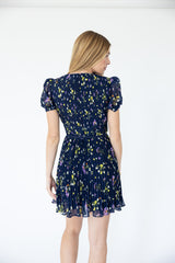 Navy Floral Chiffon Mini Dress