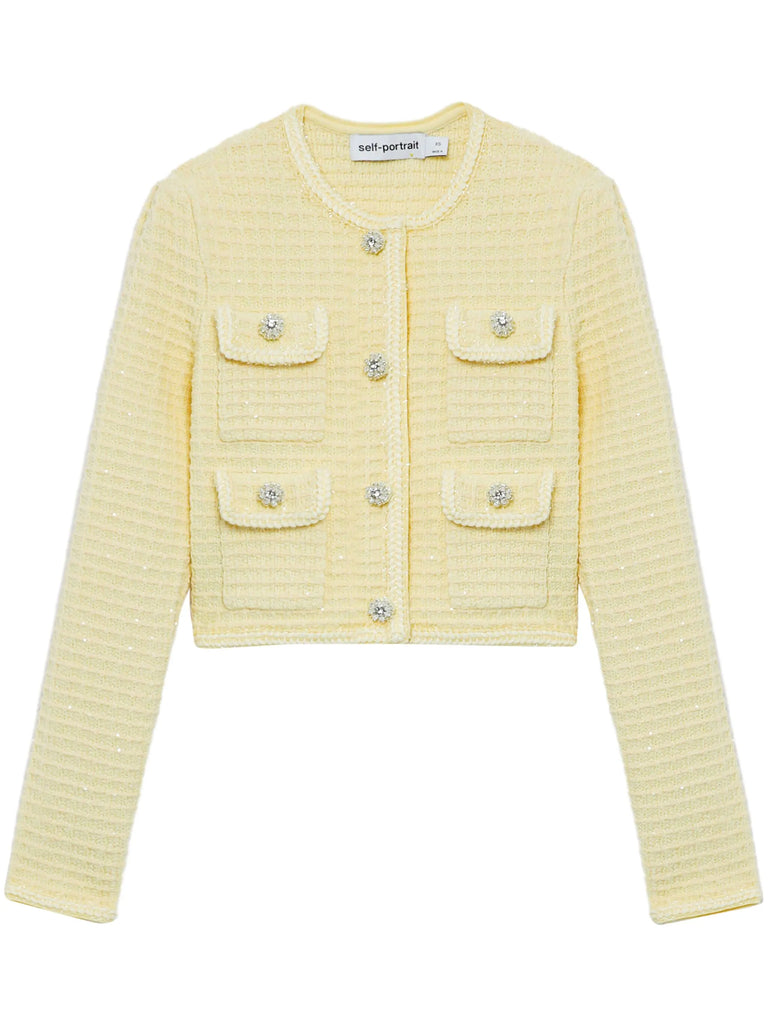 Yellow Textured Knit Jacket