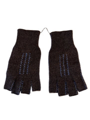 cashmere fingerless stitch gloves in grey & blue