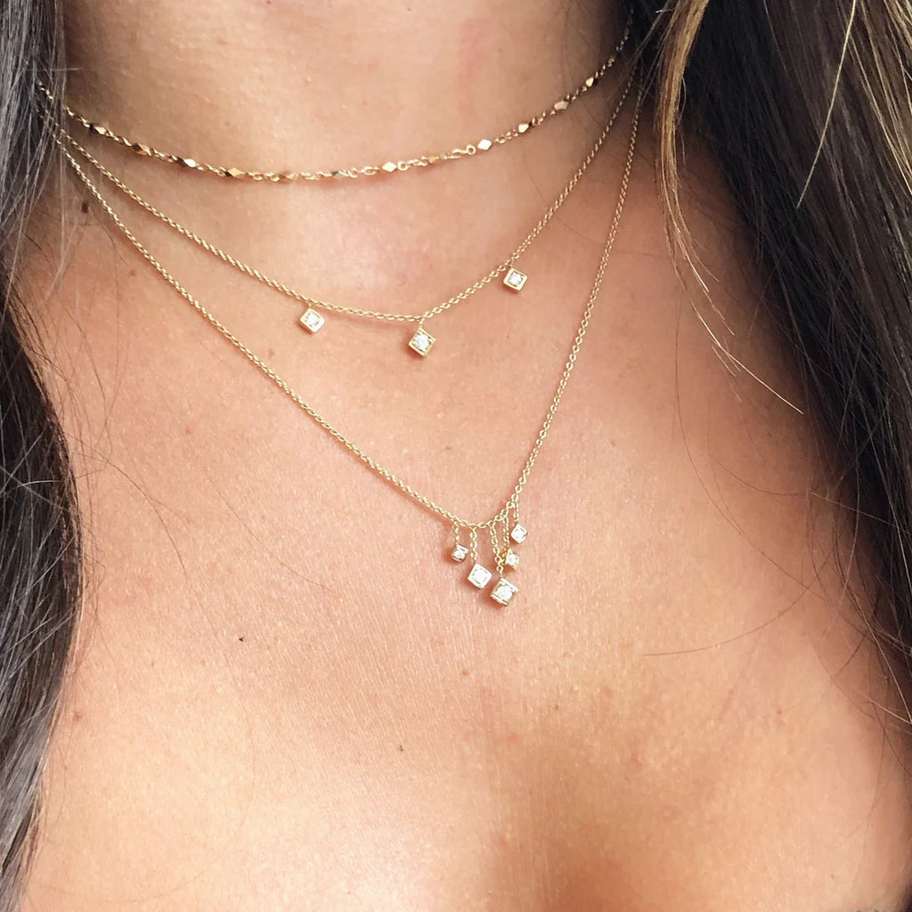 Lex Triple Diamond Necklace in 14K Gold