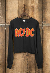 AC/DC Crop Long Sleeve in Coal Pigment