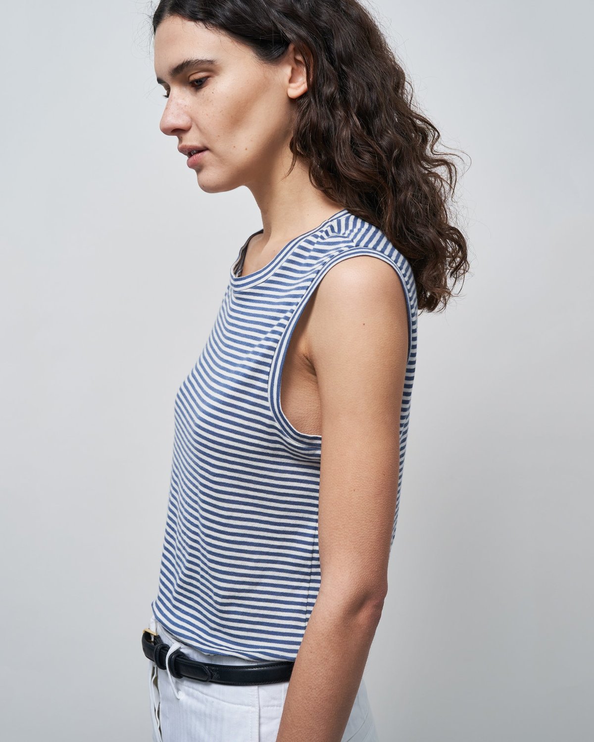 Muscle Tee in Sailor Blue/White Stripe