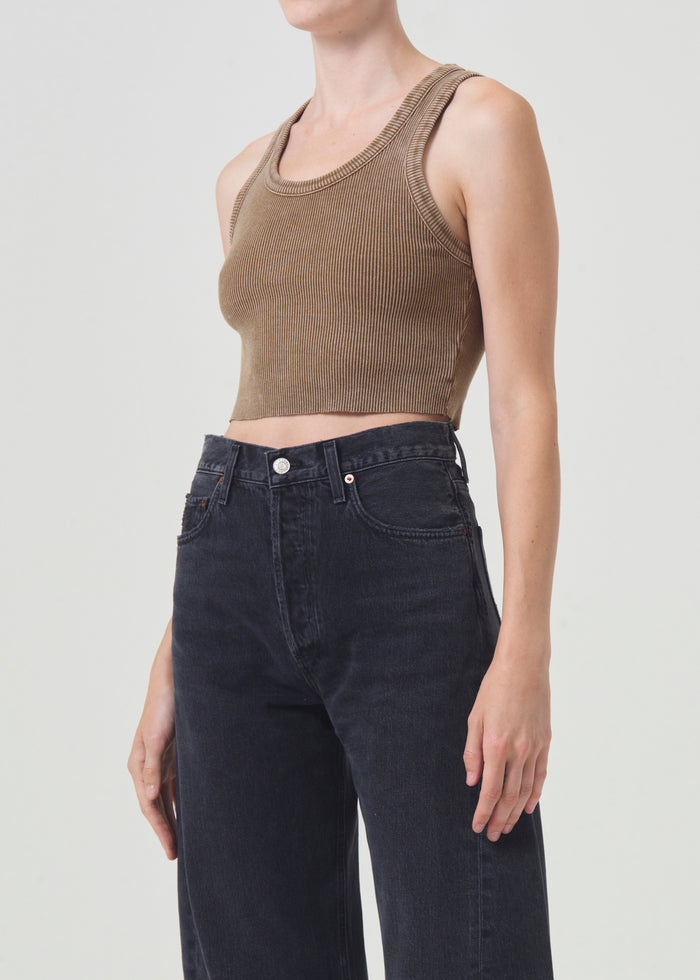 Cropped Poppy Tank in Bamboo