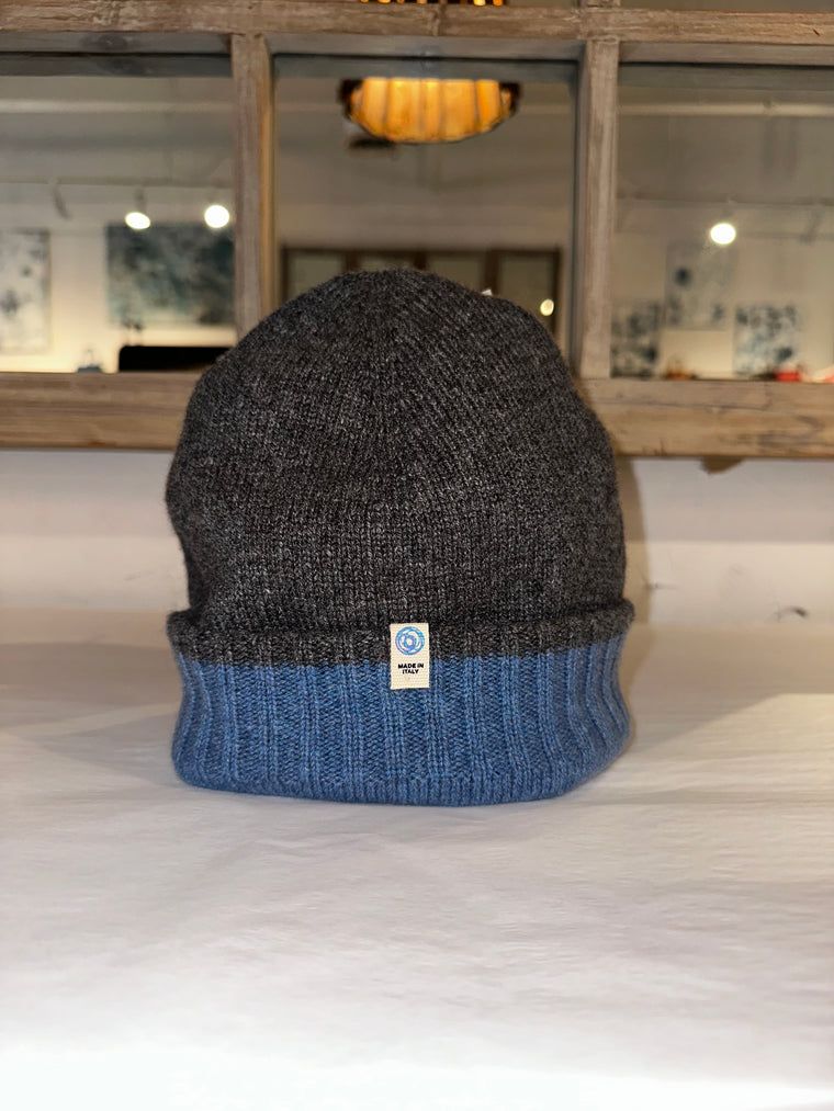 Reversible Beanie in Blue/Grey