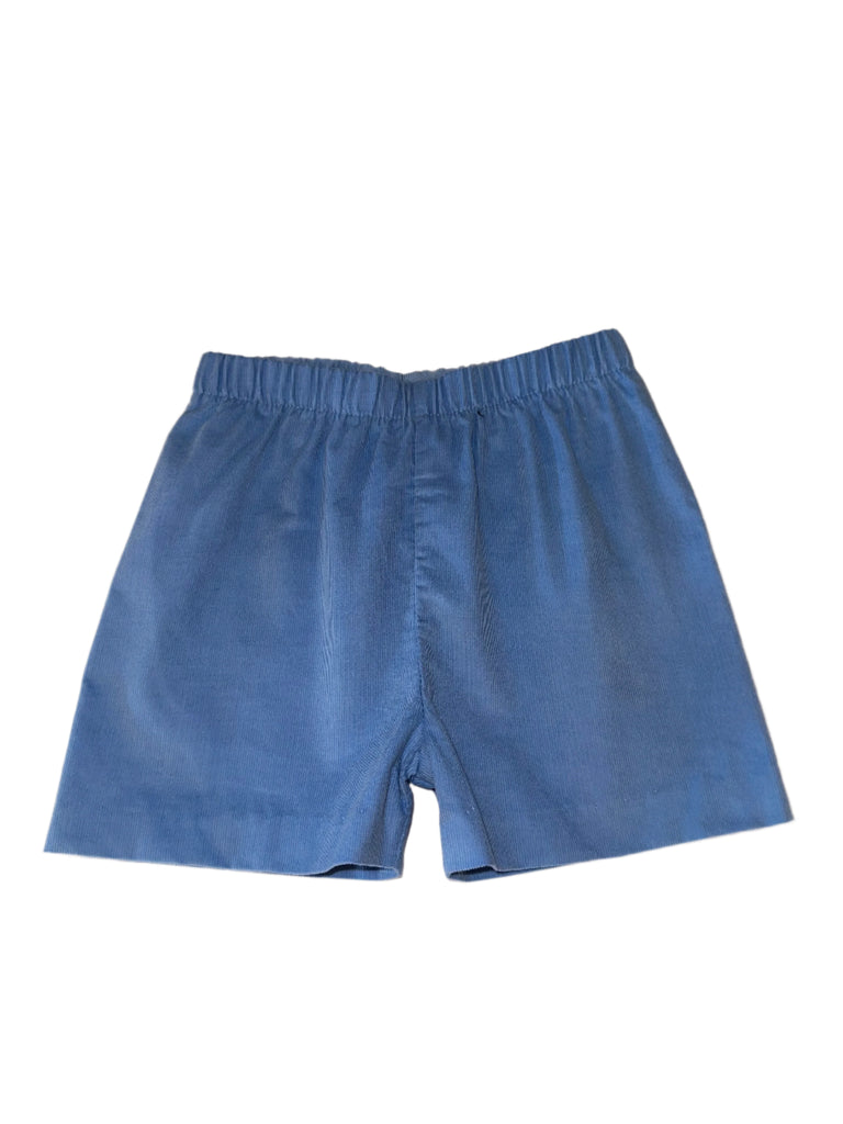 Blue Corduroy Shorts with Back Pocket