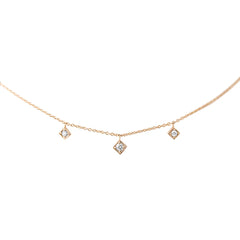 Lex Triple Diamond Necklace in 14K Gold