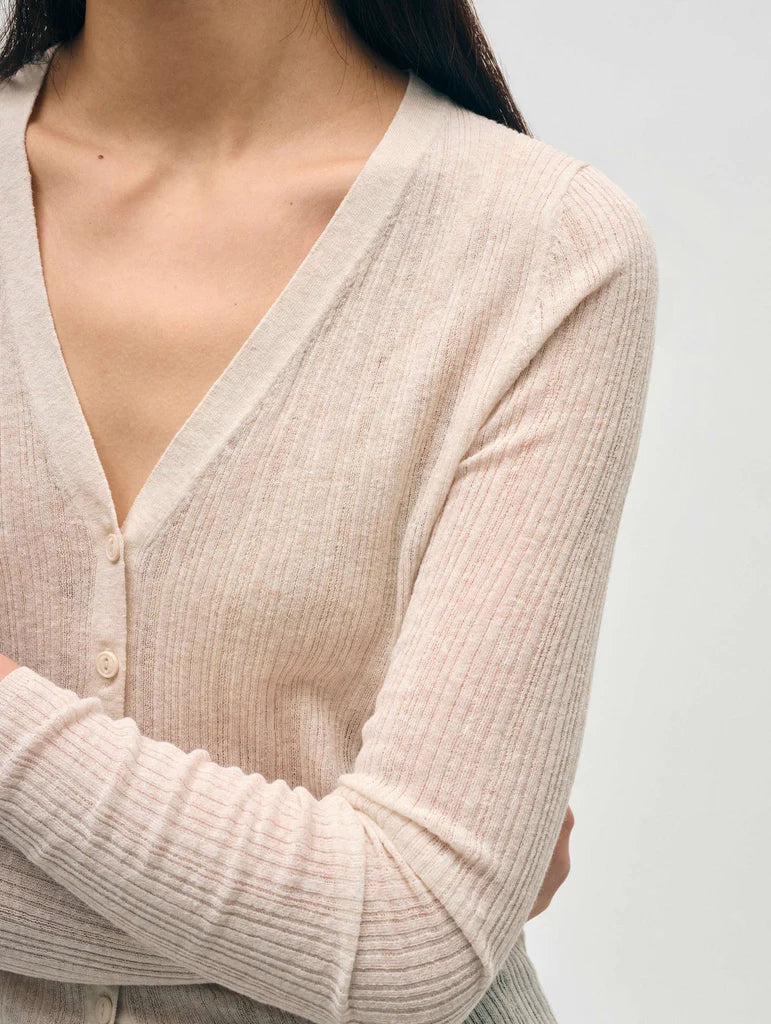 Linen Gauze Variegated Ribbed Cardi Top in Calico