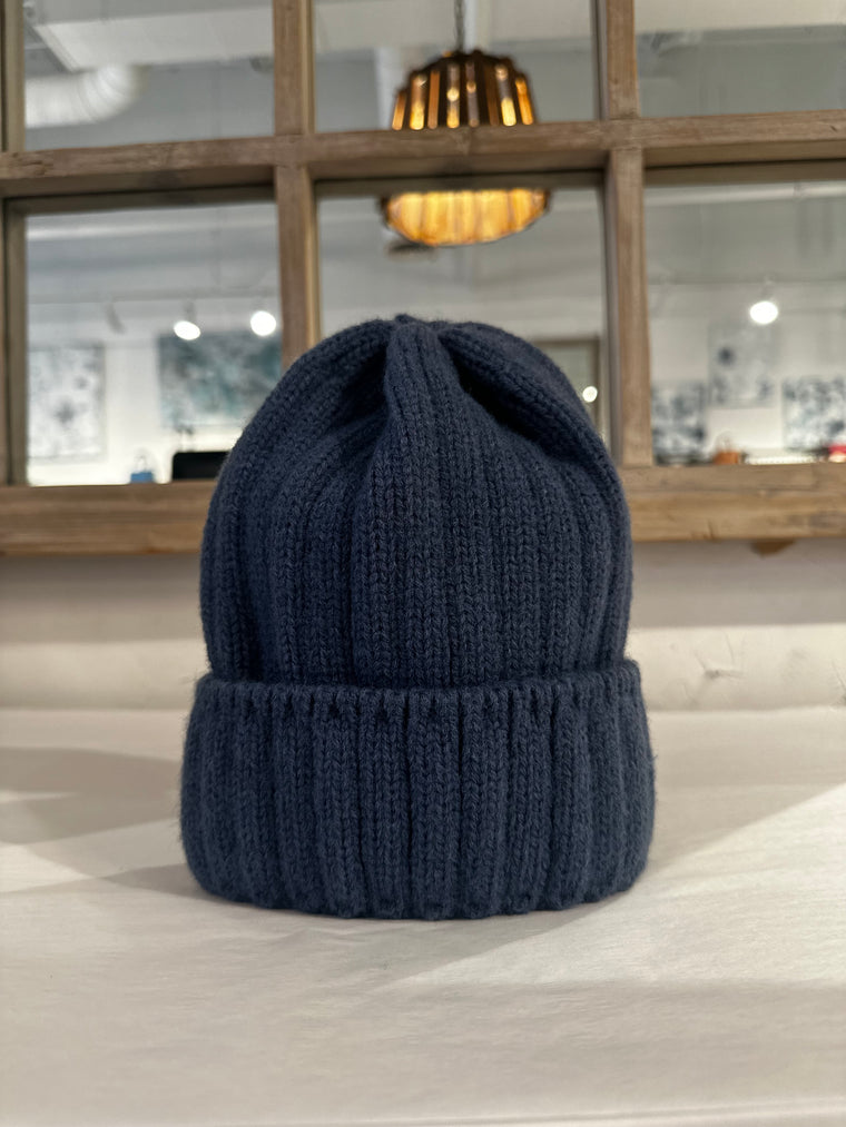 color story knit beanie in denim