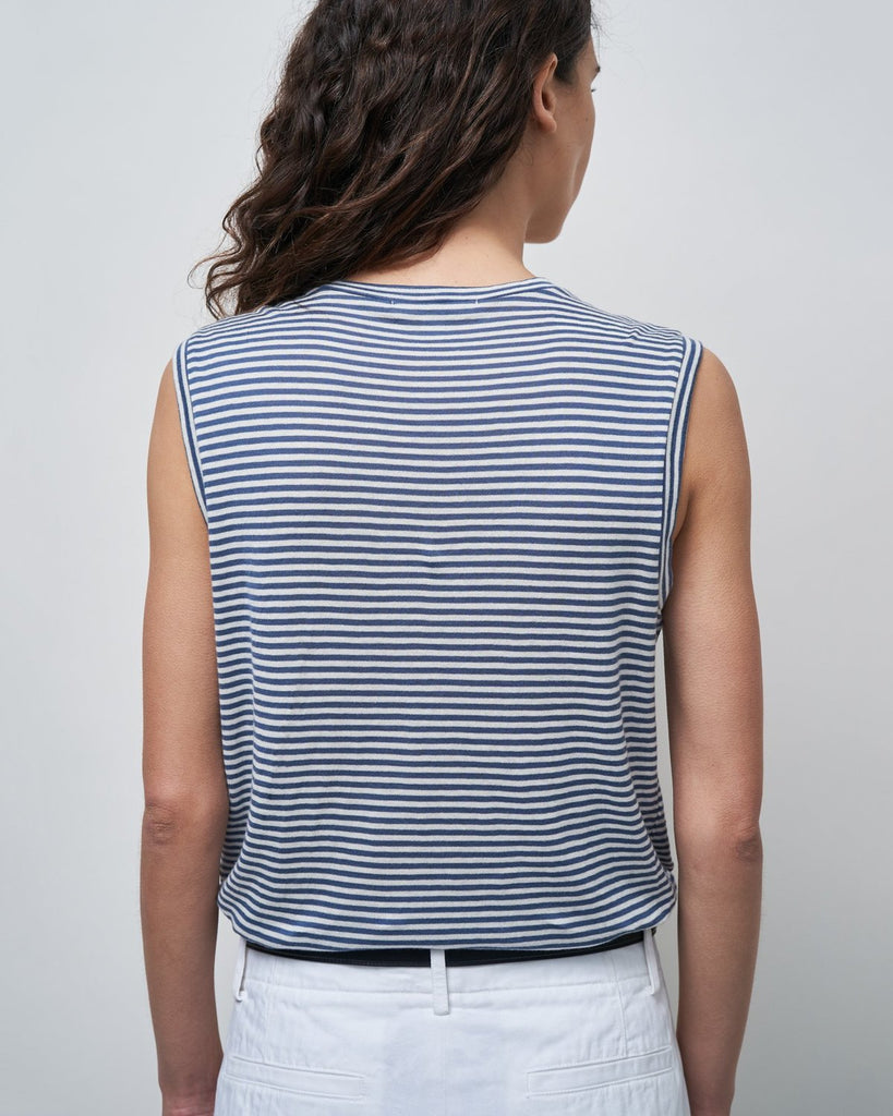 Muscle Tee in Sailor Blue/White Stripe