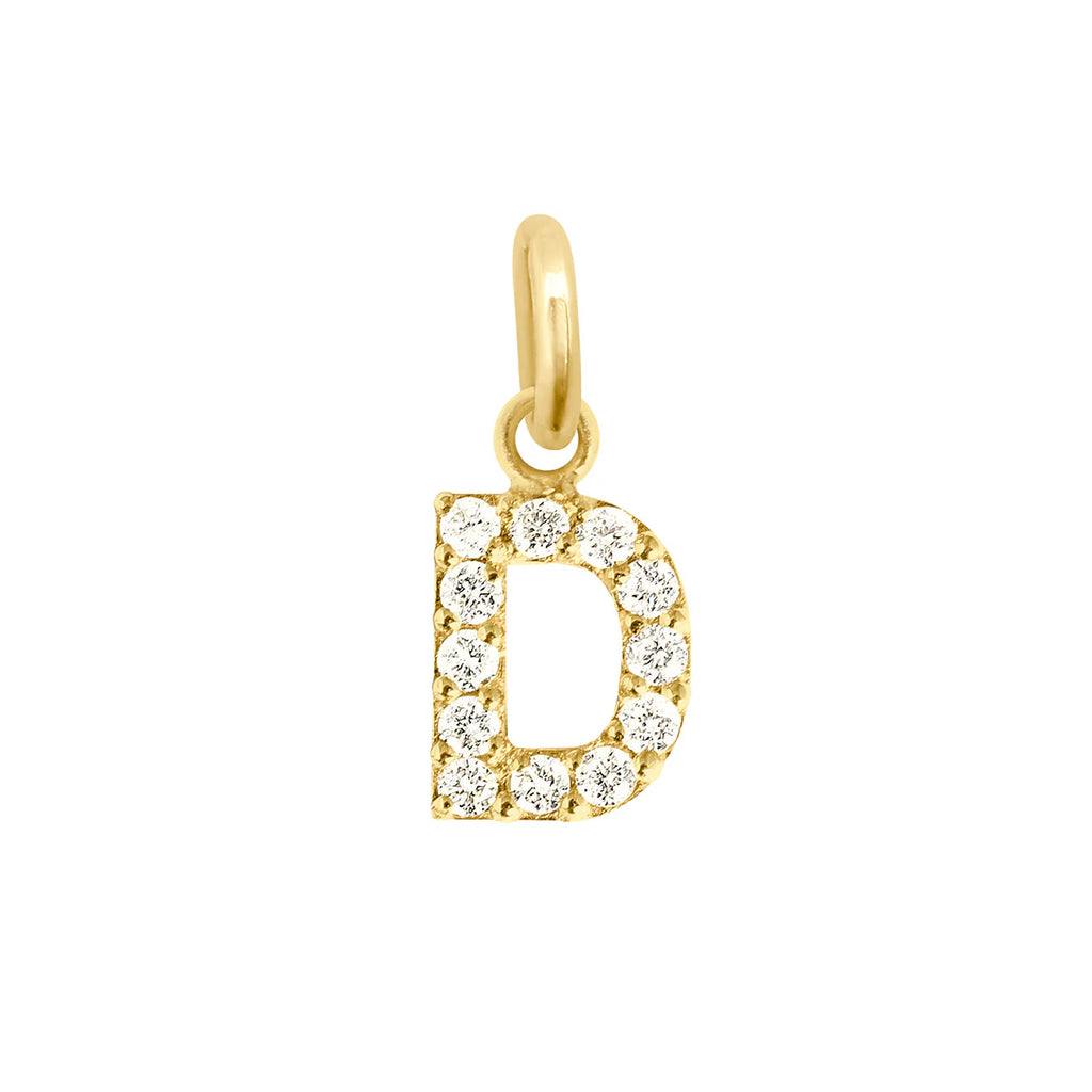 Lucky Letter D Diamond Pendant, Yellow Gold