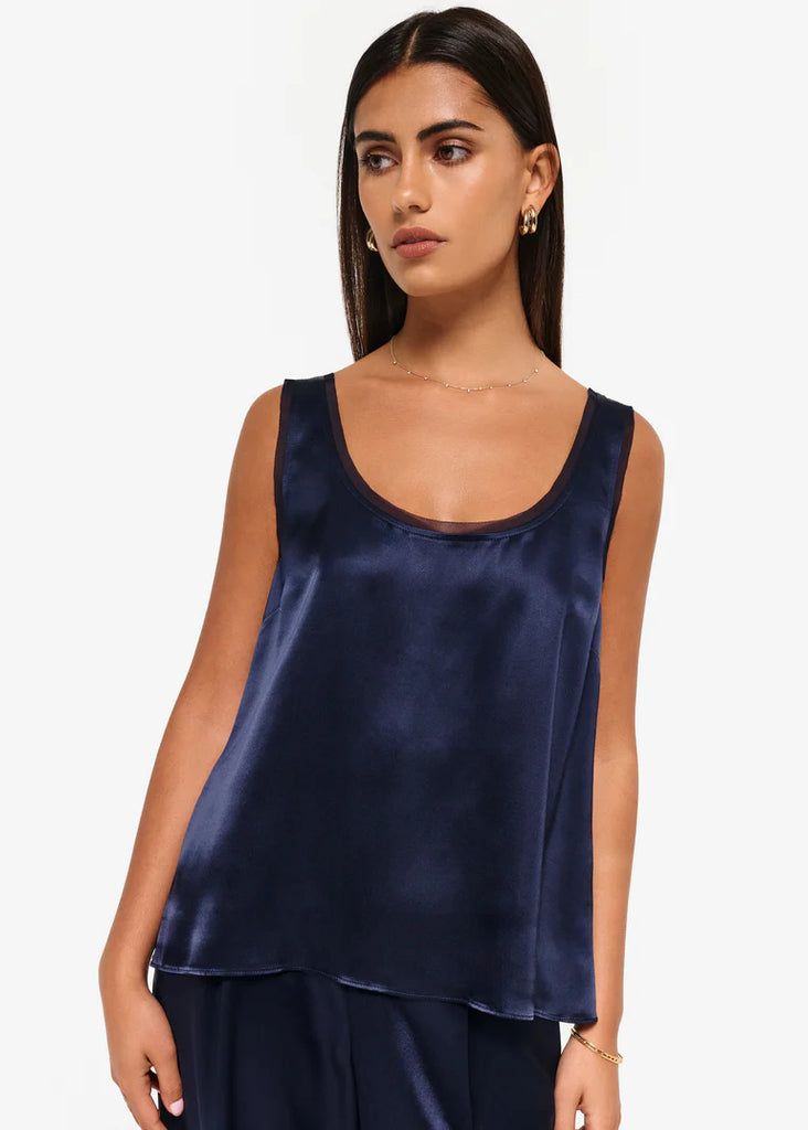 Nilou Chiffon Trim Camisole in Navy