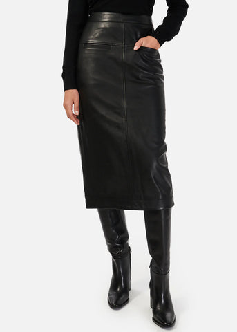 Pencil Genuine Leather Skirt