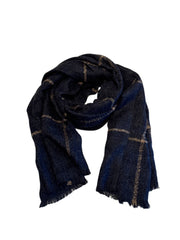 box windowpane scarf in navy