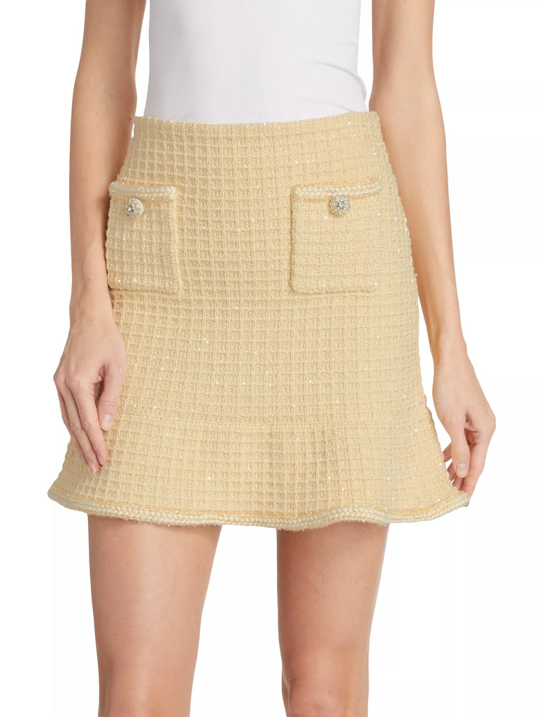 Yellow Textured Knit Skirt