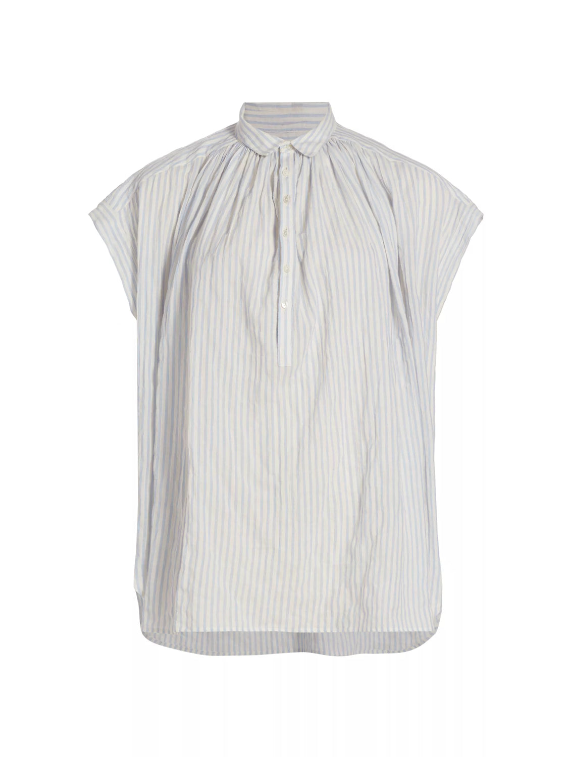 Normandy Blouse in Ivory/Blue Stripes