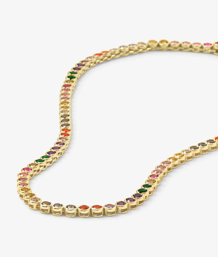 Baroness Necklace (18") in Gold/Rainbow Diamondettes