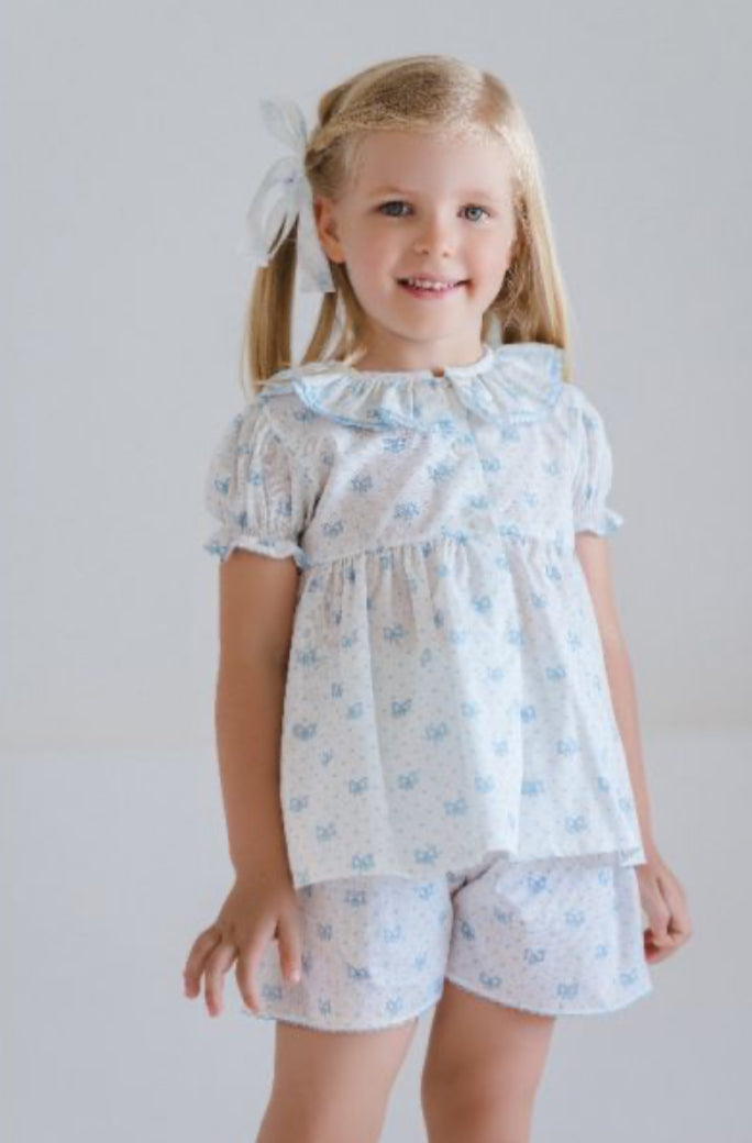 Blue Bows Pajama Set