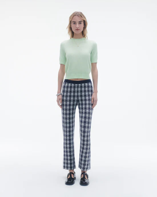 Gingham Flare Pant in Midnight Combo