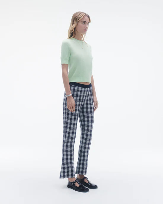 Gingham Flare Pant in Midnight Combo