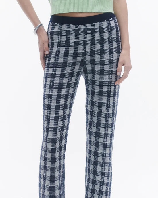 Gingham Flare Pant in Midnight Combo