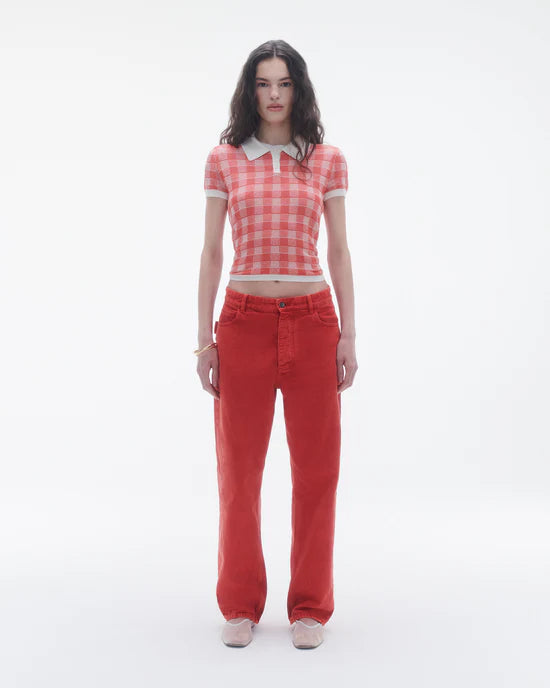 Gingham Shrunken Polo in Cherry Combo