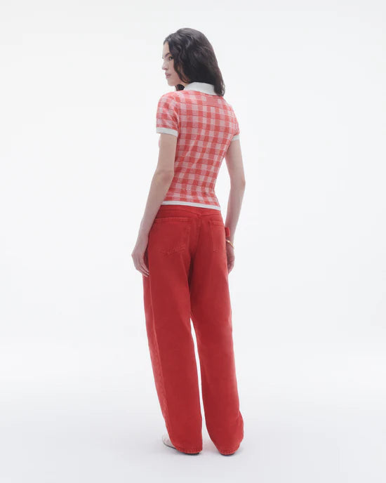 Gingham Shrunken Polo in Cherry Combo