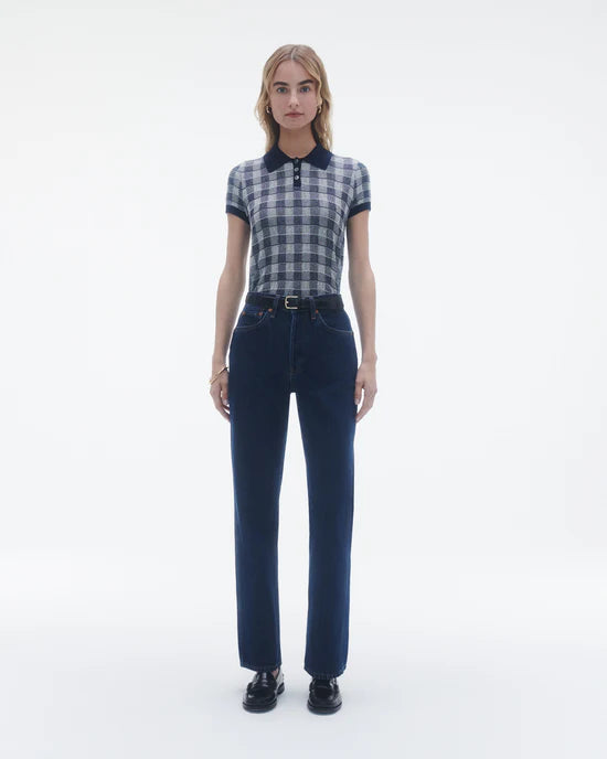 Gingham Shrunken Polo in Midnight Combo