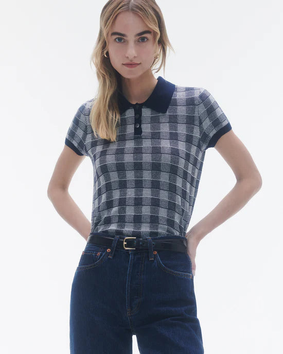 Gingham Shrunken Polo in Midnight Combo