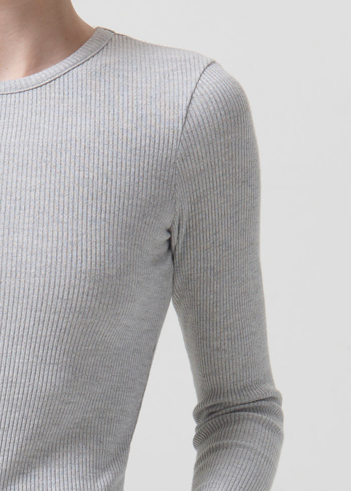 Agolde Alma Shrunken Crew Neck in Brushed Grey Heather