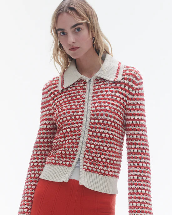 Kirby Crochet Jacket in Cherry Combo