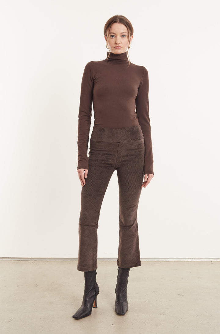 Crop Flare Corduroy in Chocolate