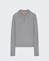 LS Shrunken Polo in Heather Grey