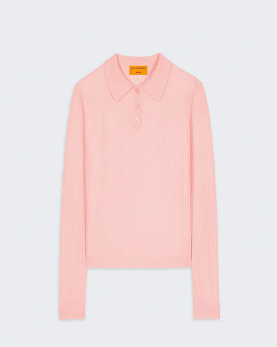 LS Shrunken Polo in Powder Pink