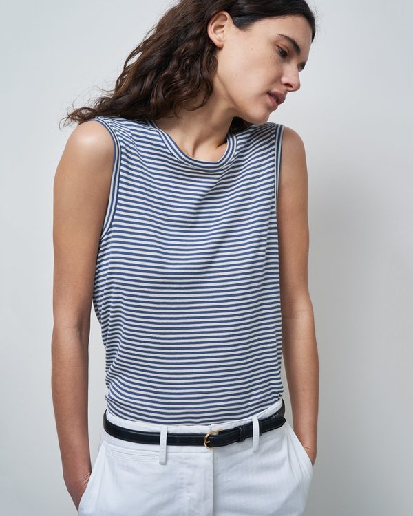 Muscle Tee in Sailor Blue/White Stripe