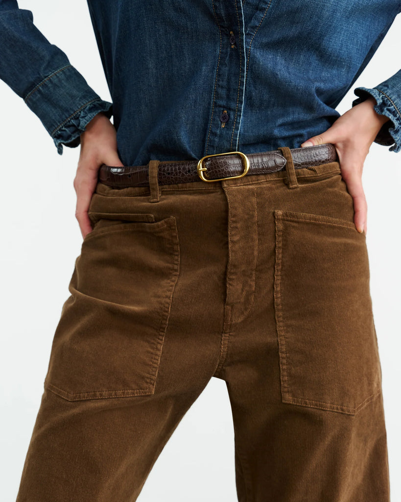 Nili Lotan Shon Corduroy Pant in Cigar Brown