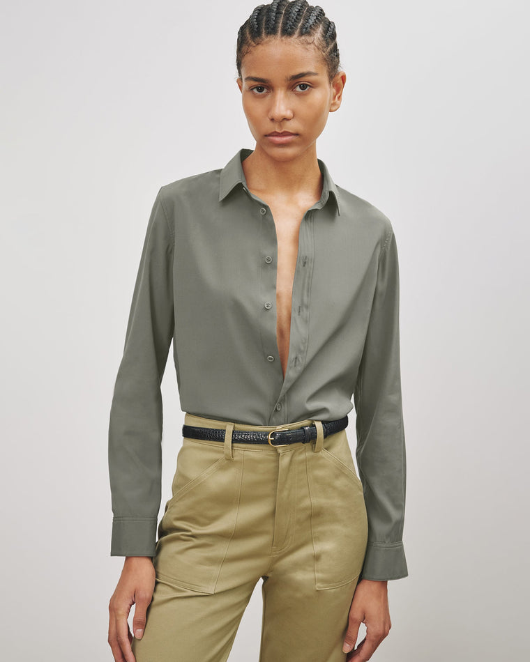 Gaia Slim Shirt in Admiral Green