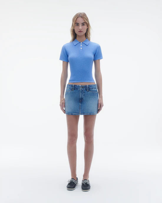 Shrunken Polo in Cashmere in French Blue