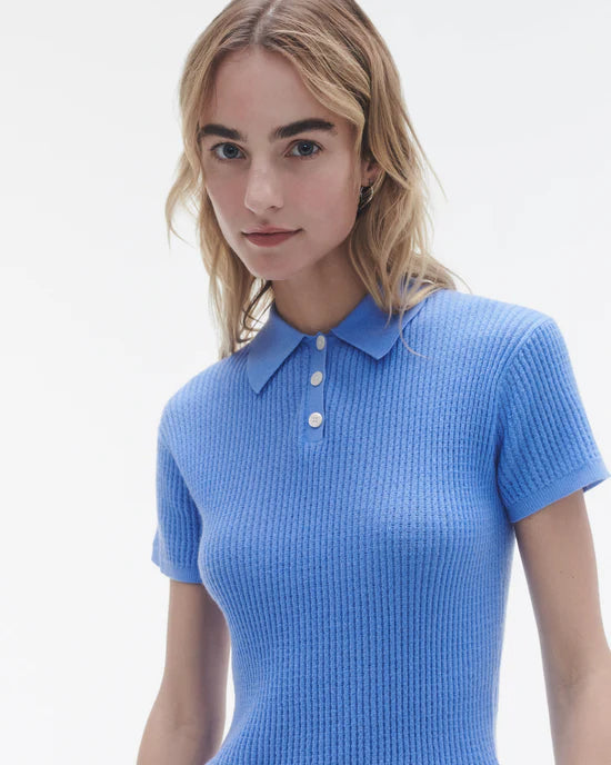 Shrunken Polo in Cashmere in French Blue