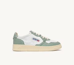 Medalist Low in White and Green Washed Goatskin