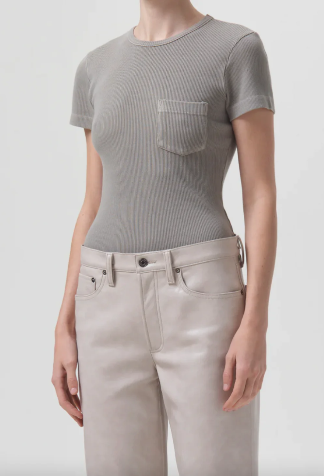 Arlo Rib Pocket Tee in Drab